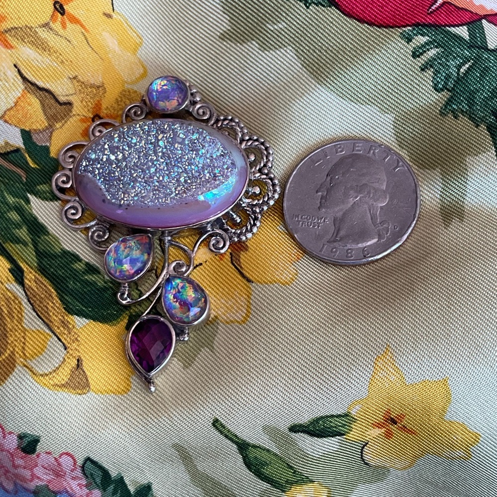 Sajen sterling silver druzy & gemstone pendant - Picture 8 of 11
